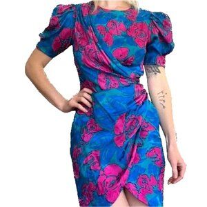 Vintage 100% silk jewel-tone dress